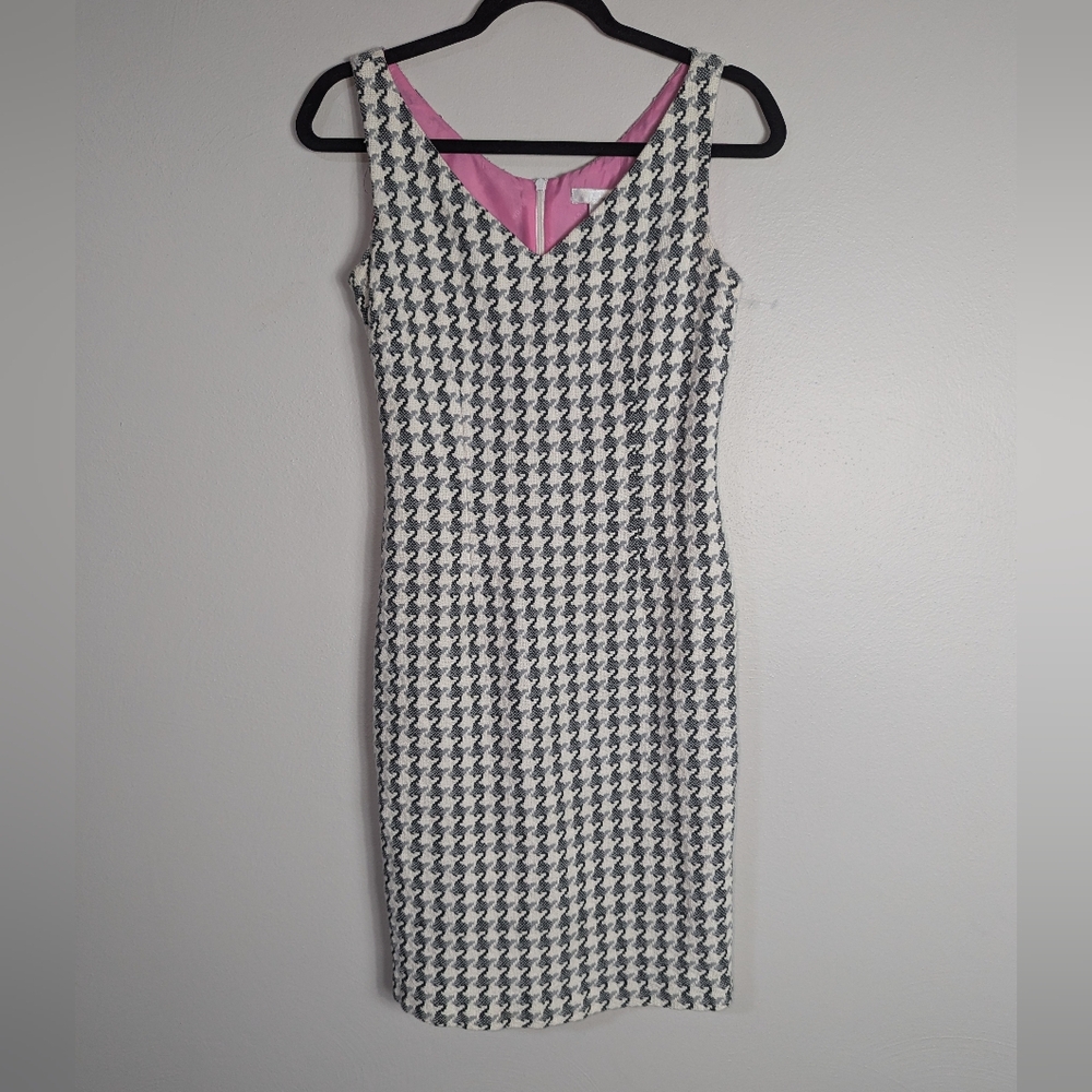 4 WDNY Tweed Gray Pattern Sheath Mod Dress